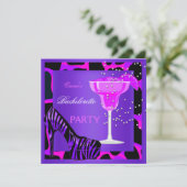 Junggeselinnen-Abschied Wild Hot Pink Lila Einladung (Stehend Vorderseite)