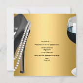 Junggeselinnen-Abschied Wine Gold Schwarz-weißes K Einladung (Rückseite)