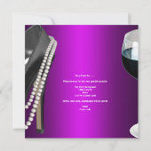 Junggeselinnen-Abschied Wine Magenta Schwarzes Kle Einladung (Rückseite)
