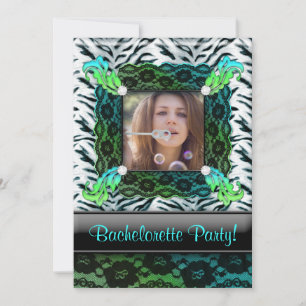Junggeselinnen-Abschied Zebra Schmuck Foto Invite  Einladung