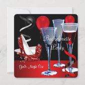 Junggeselinnen-Abschiede Red Shoe Hi Heelses Weing Einladung (Vorderseite)