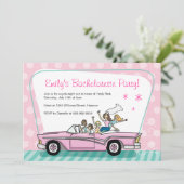 Junggeselinnen-Abschieds-Einladungen mit rosa Einladung (Stehend Vorderseite)