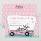 Junggeselinnen-Abschieds-Einladungen mit rosa Einladung (Vorne/Hinten)