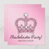 Junggeselinnen-Abschieds-rosa Prinzessin Crown Einladung (Vorne/Hinten)