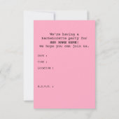 Junggeselinnen-Abschiedspaß Einladung (Rückseite)