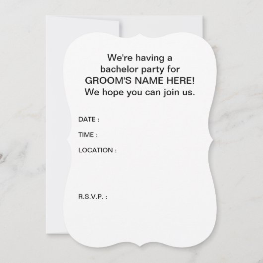 Junggeselle Einladung (Rückseite)