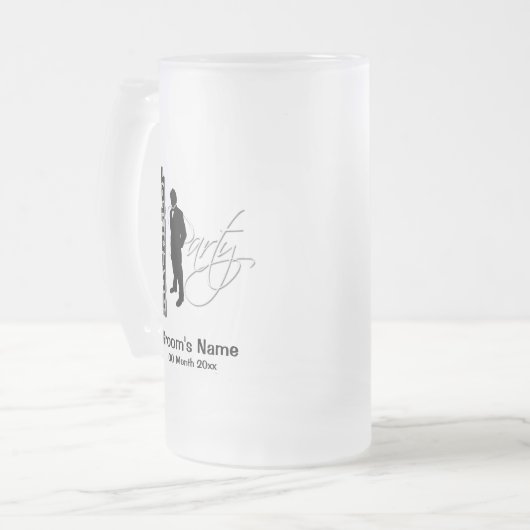 Junggeselle-Party - Bräutigambier-Tassen u. Mattglas Bierglas (Vorderseite Links)