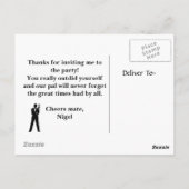 Junggeselle-Party danken Ihnen Postkarte (Rückseite)