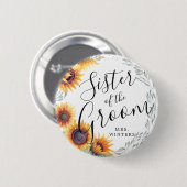 Junggeselle | Sonnenblumen Florals Hochzeit Button (Vorne & Hinten)