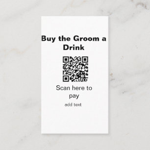 Junggesellen- QR-Scan, um dem Bräutigam ein Geträn Visitenkarte