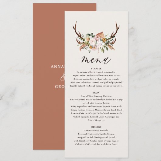 Junggesellenabend Hochzeitsmenü Menükarte (Vorne/Hinten)