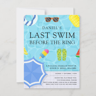 Junggesellenabschied am Pool Einladung Postkarte