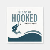 Junggesellenabschied Angeln Lustig Sie hat ihn an  Serviette (Vorderseite)