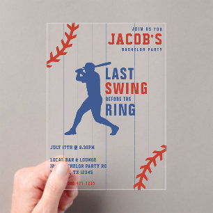 Junggesellenabschied Baseball Letzter Schlag vor d Acryleinladungen