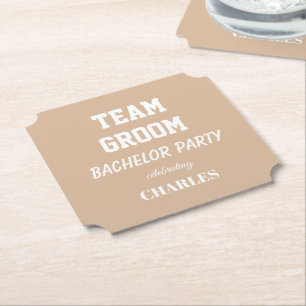 Junggesellenabschied Beige Team Groom Untersetzer