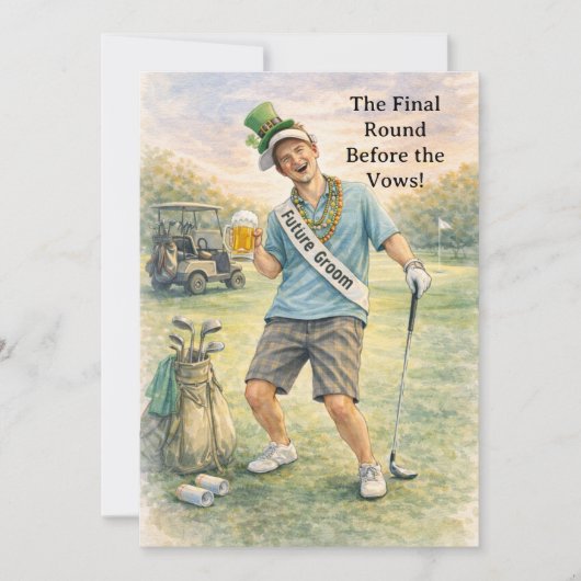 Junggesellenabschied beim Golfen Einladung (Vorderseite)