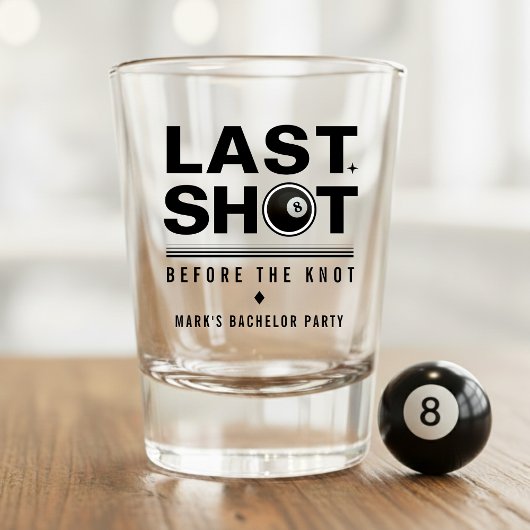 Junggesellenabschied Billard Letzter Schuss Pool 8 Schnapsglas