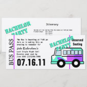 Junggesellenabschied-Buspass Einladung (Vorne/Hinten)