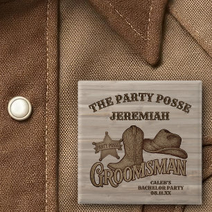 Junggesellenabschied Cowboy Party Posse Trauzeuge Button