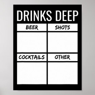 Junggesellenabschied Getränke Deep Drinking Tally  Poster