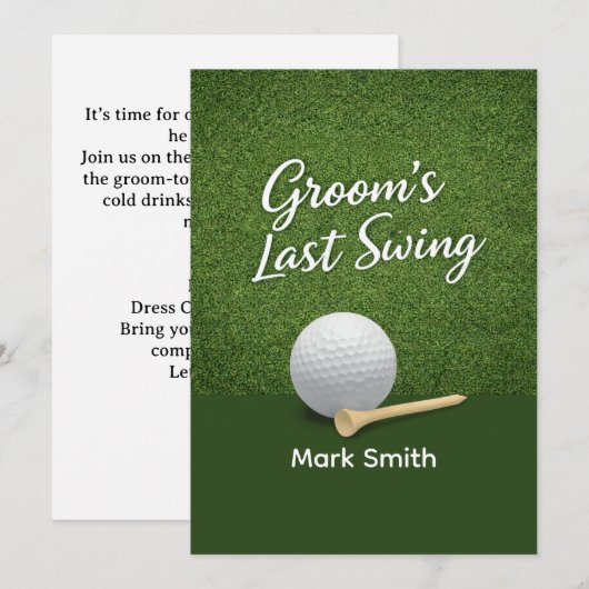 Junggesellenabschied Golf auf Grün Einladung (Vorne/Hinten)