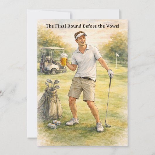 Junggesellenabschied Golf Feier Einladung (Vorderseite)