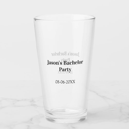 Junggesellenabschied Name Datum einfach minimal Tr Glas (Vorderseite)