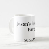 Junggesellenabschied Name Datum einfach minimal Tr Kaffeetasse (Vorderseite Links)