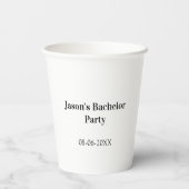 Junggesellenabschied Name Datum einfach minimal Tr Pappbecher (Rückseite)
