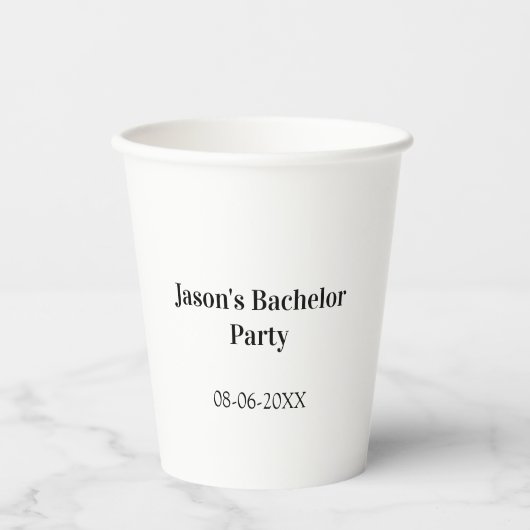 Junggesellenabschied Name Datum einfach minimal Tr Pappbecher (Vorderseite)