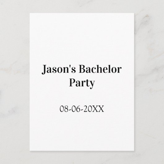Junggesellenabschied Name Datum einfach minimal Tr Postkarte (Vorderseite)