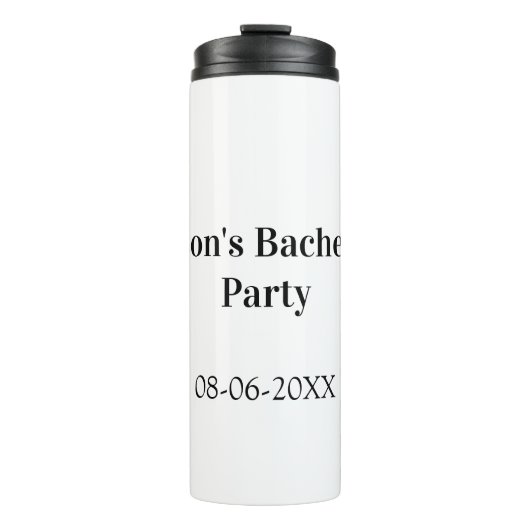Junggesellenabschied Name Datum einfach minimal Tr Thermosbecher (Vorderseite)