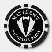 Junggesellenabschied Schwarz-Weiß-Smoking Pokerchips (Vorderseite)