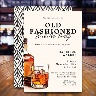 Junggesellenabschied Whiskey-Thema Old Fashioned E Einladung