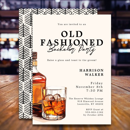 Junggesellenabschied Whiskey-Thema Old Fashioned E Einladung