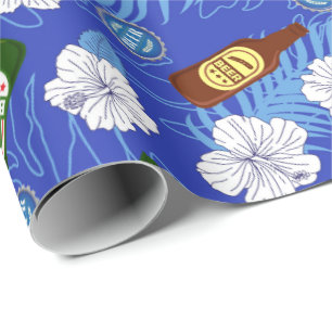 Junggesellenparty Bierflasche Tropische Blumen Hoc Geschenkpapier