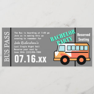 Junggesellenparty-Buspass Orange Einladung