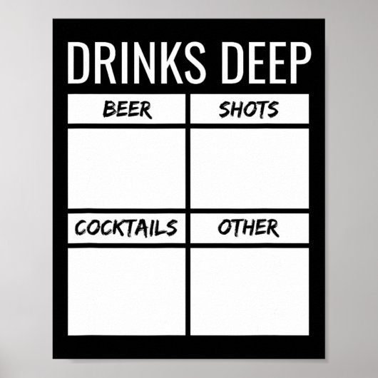 Junggesellenparty-Getränke Tief-Trink-Strichliste Poster (Vorne)