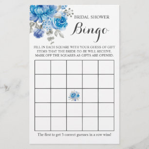 Junggesellinnen-Abschied-Bingo Blaue Blumen Spielk Flyer