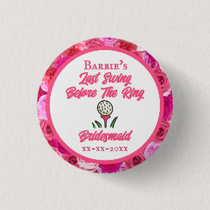 Junggesellinnen-Abschied Brautparty Golf Rosa Blum Button