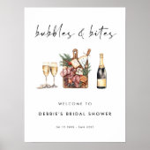 Junggesellinnen-Abschied Bubbles and Bites Willkom Poster (Vorne)