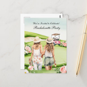 Junggesellinnen-Abschied für Golferin Postkarte