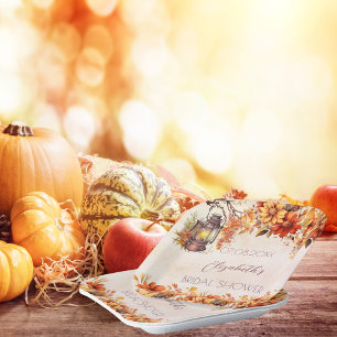 Junggesellinnen-Abschied im Herbst mit orangen Blu Pappteller