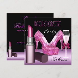 Junggesellinnen-Abschied Lippenstift Rosa Schuhe Einladung