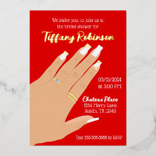 Junggesellinnen-Abschied mit echtem Ring  Folieneinladung