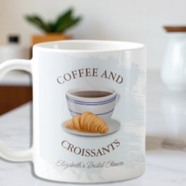 Junggesellinnen-Abschied mit Kaffee und Croissants Kaffeetasse