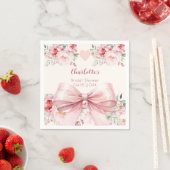 Junggesellinnen-Abschied mit rosa Schleife und cre Serviette (Beispiel)