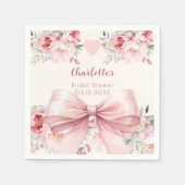 Junggesellinnen-Abschied mit rosa Schleife und cre Serviette (Vorderseite)