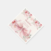 Junggesellinnen-Abschied mit rosa Schleife und cre Serviette (Ecke)
