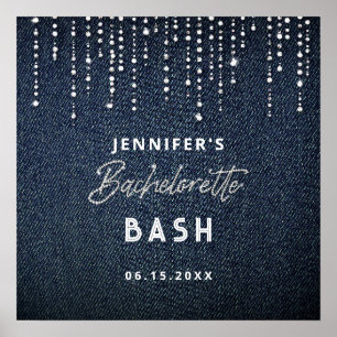 Junggesellinnen-Abschied Navy Denim-Diamant-Glitte Poster